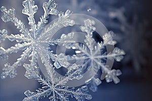 Abstract winter sparkle snowflakes background, shiny ice ornament AI Generated