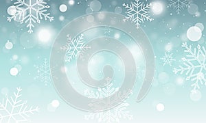 Abstract winter wallpaper. Snowflakes, circles and glowing elements.