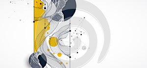 Abstract wireframe background. Modern science art elements. Surface illustration