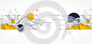 Abstract wireframe background. Modern science art elements. Surface illustration