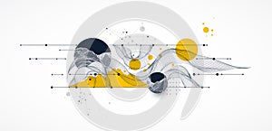 Abstract wireframe background. Modern science art elements. Surface illustration