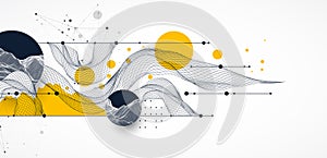 Abstract wireframe background. Modern science art elements. Surface illustration