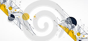 Abstract wireframe background. Modern science art elements. Surface illustration