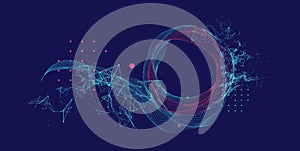 Abstract wireframe background. Modern science art elements