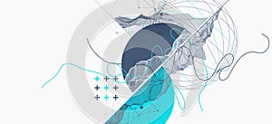 Abstract wireframe background. Modern science or technology art elements. Surface illustration