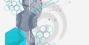 Abstract wireframe background. Modern science or technology art elements. Surface illustration