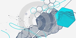 Abstract wireframe background. Modern science or technology art elements. Surface illustration