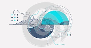 Abstract wireframe background. Modern science or technology art elements. Surface illustration