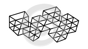 Abstract Wireframe Cube Structure Pattern, vector design Generative AI