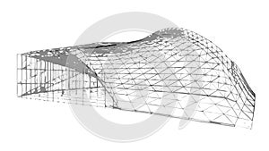 Abstract wireframe 3D surface, digital landscape technology design, light, vector design Generative AI