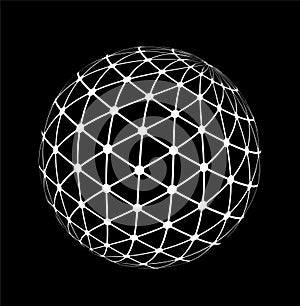 Abstract wireframe globe with dots. Vector illustration