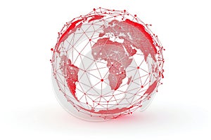 Abstract wireframe globe on a white background, illustrating global connectivity