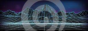 Abstract wireframe landscape background.