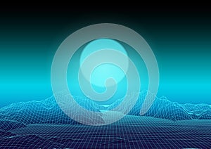 Abstract wireframe landscape techno design