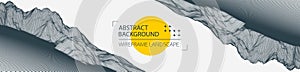 Abstract wireframe mountain background. Modern science or technology art elements. Surface illustration