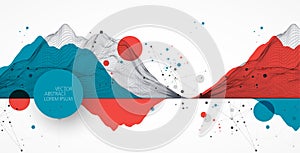 Abstract wireframe mountain background. Modern science or technology art elements. Surface illustration. Vector