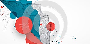 Abstract wireframe mountain background. Modern science or technology art elements. Surface illustration. Vector