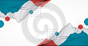 Abstract wireframe mountain background. Modern science or technology art elements. Surface illustration. Vector