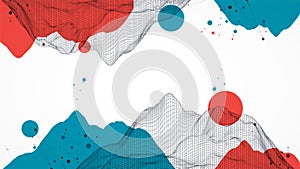 Abstract wireframe mountain background. Modern science or technology art elements. Surface illustration. Vector