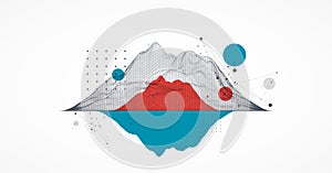 Abstract wireframe mountain background. Modern science or technology art elements. Surface illustration. Vector