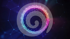 Abstract Wireframe Sphere with Neon Glow and Network Connections globe data