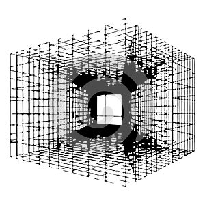 Abstract wireframe structure with central void