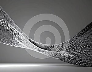 Abstract Wireframe Structure on Gray Background