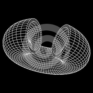 Abstract wireframe torus slice donut.