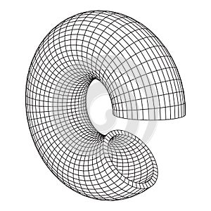 Abstract wireframe torus slice donut.