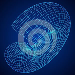 Abstract wireframe torus slice donut.