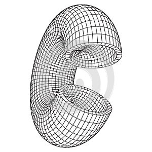 Abstract wireframe torus slice donut.