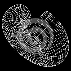 Abstract wireframe torus slice donut.
