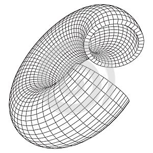 Abstract wireframe torus slice donut.