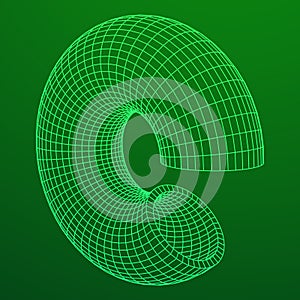 Abstract wireframe torus slice donut.