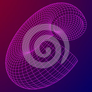 Abstract wireframe torus slice donut.