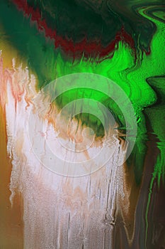 Abstract Encaustic in green and white