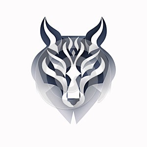 Abstract Wolf Head Icon Design: Minimalistic Silver And Navy Style