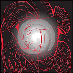 Abstract woman art print, unframed