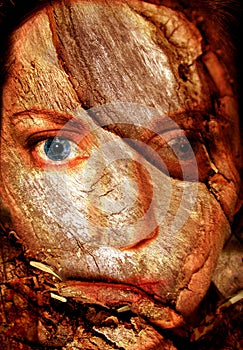 Abstract Woman Cracked Face