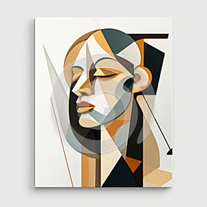 Luxurious Geometry: Abstract Woman\'s Head Artwork In Cubist Style photo