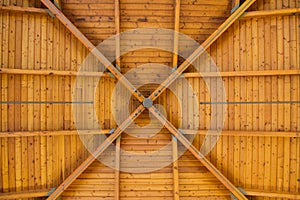 Abstract Wood Pattern on High Ceiling