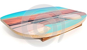 Abstract wood plank pattern on white background with blue reflection generated by AI