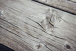 Abstract wooden background. Natural drawing on old gray pine board, close-up