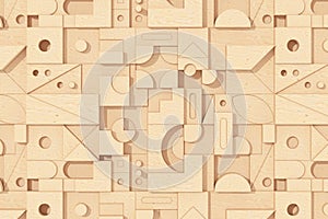 Abstract Wooden Geomerical Blocking Shapes Background. 3d Rendering