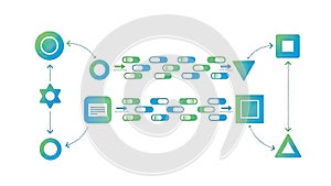 Abstract Workflow Infographic: Process Flow and Data Transformation
