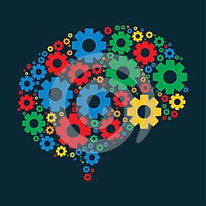 Abstract working brain with gear vector illustration