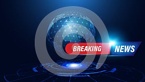 Abstract world circle breaking news concept background urgent news coverage latest news on a blue background