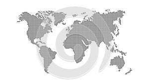 Abstract world map. Dark map of the earth from the square points on a white background. Global network. Vector