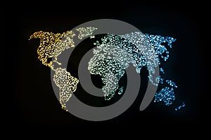 Abstract world map with defocus effect in dark background