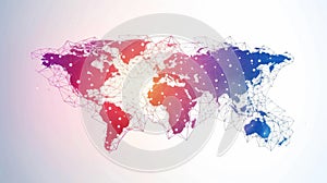 Abstract World Map with Geometric Network Connections